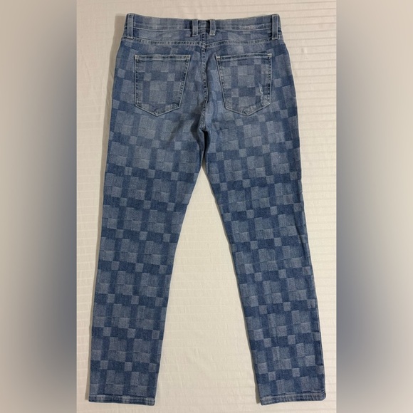 Current/Elliott The Fling Slim Boyfriend Checkered Jeans Distressed Blue Size 27 - Picture 2 of 16